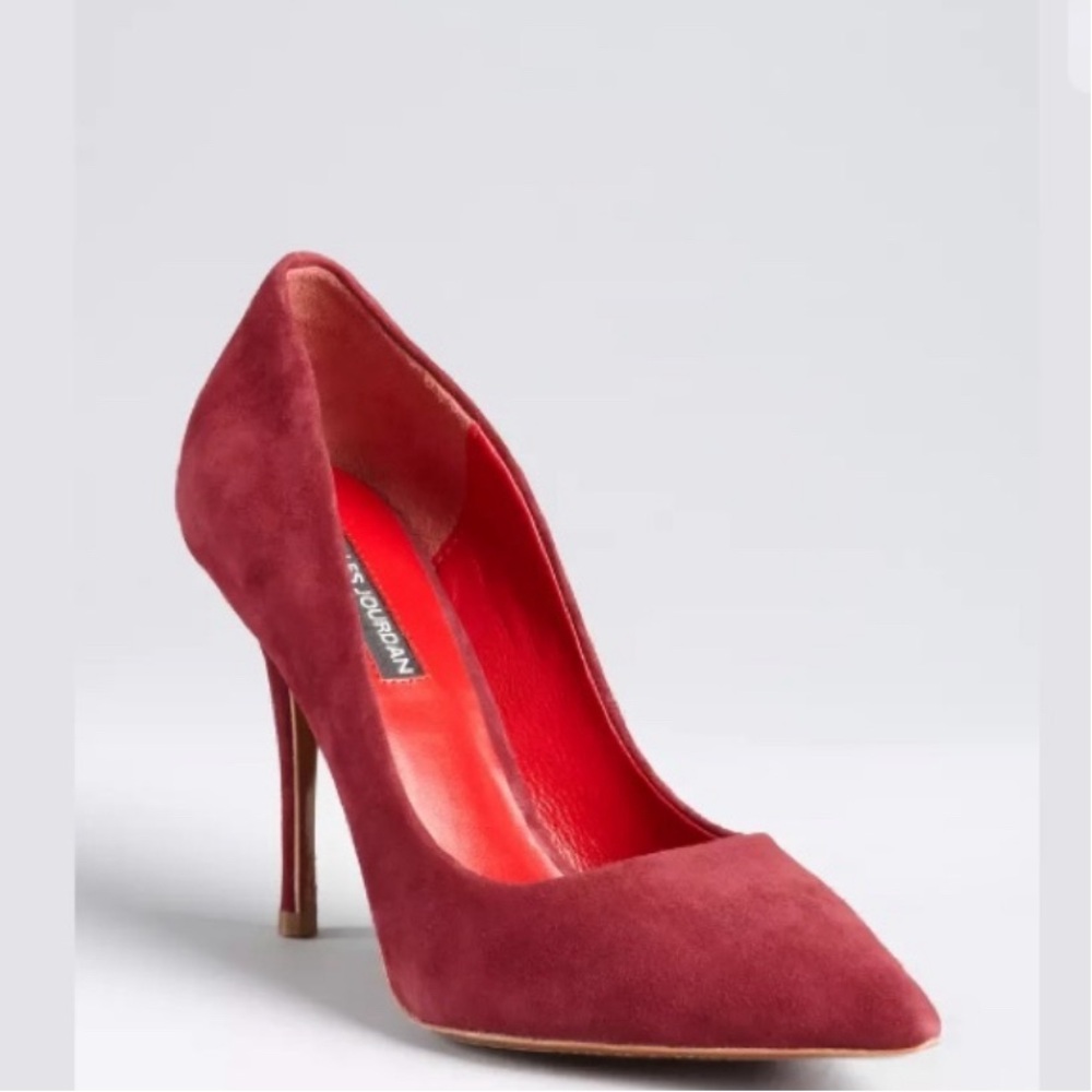 Charles Jourdan Clare Red Suede Pointed Toe Pumps